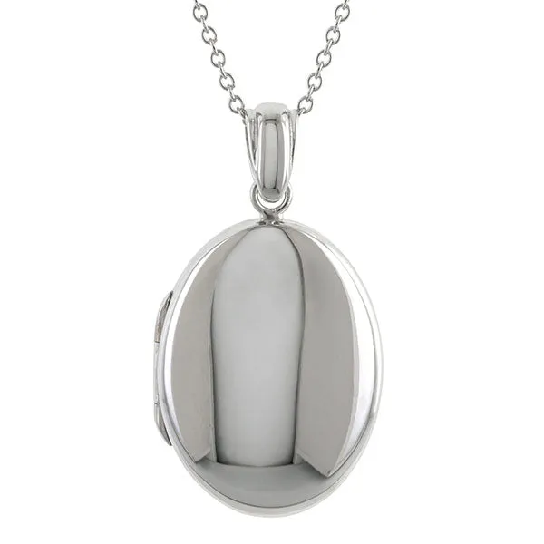 White Gold Oval Locket Necklace