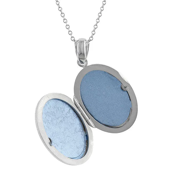 White Gold Oval Locket Necklace