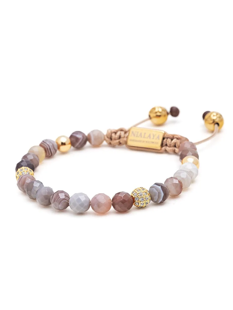 Women's Beaded Bracelet with Botswana Agate