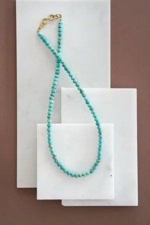 Xander Kostroma - Men's Turquoise Bead Necklace - Ideal for Daily Wear - Enhances Protection and Inner Peace - Handcrafted Unique Jewelry - 45cm Length - Perfect Gift for Tranquility and Style