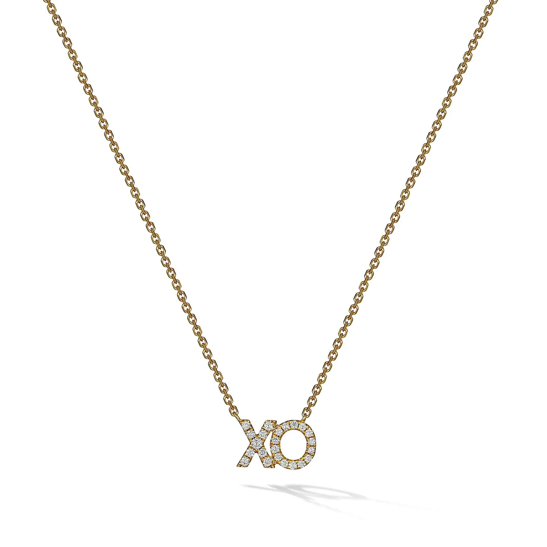 XO Diamond Pendant Necklace | Yellow Gold