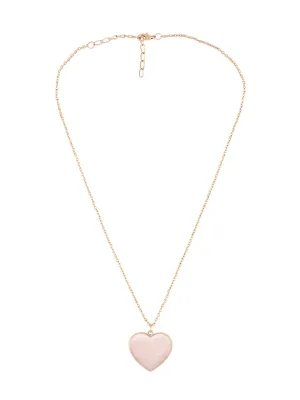 ZAVERI PEARLS Pink Meenakari Heart Pendant Contemporary Chain For Women-ZPFK14564